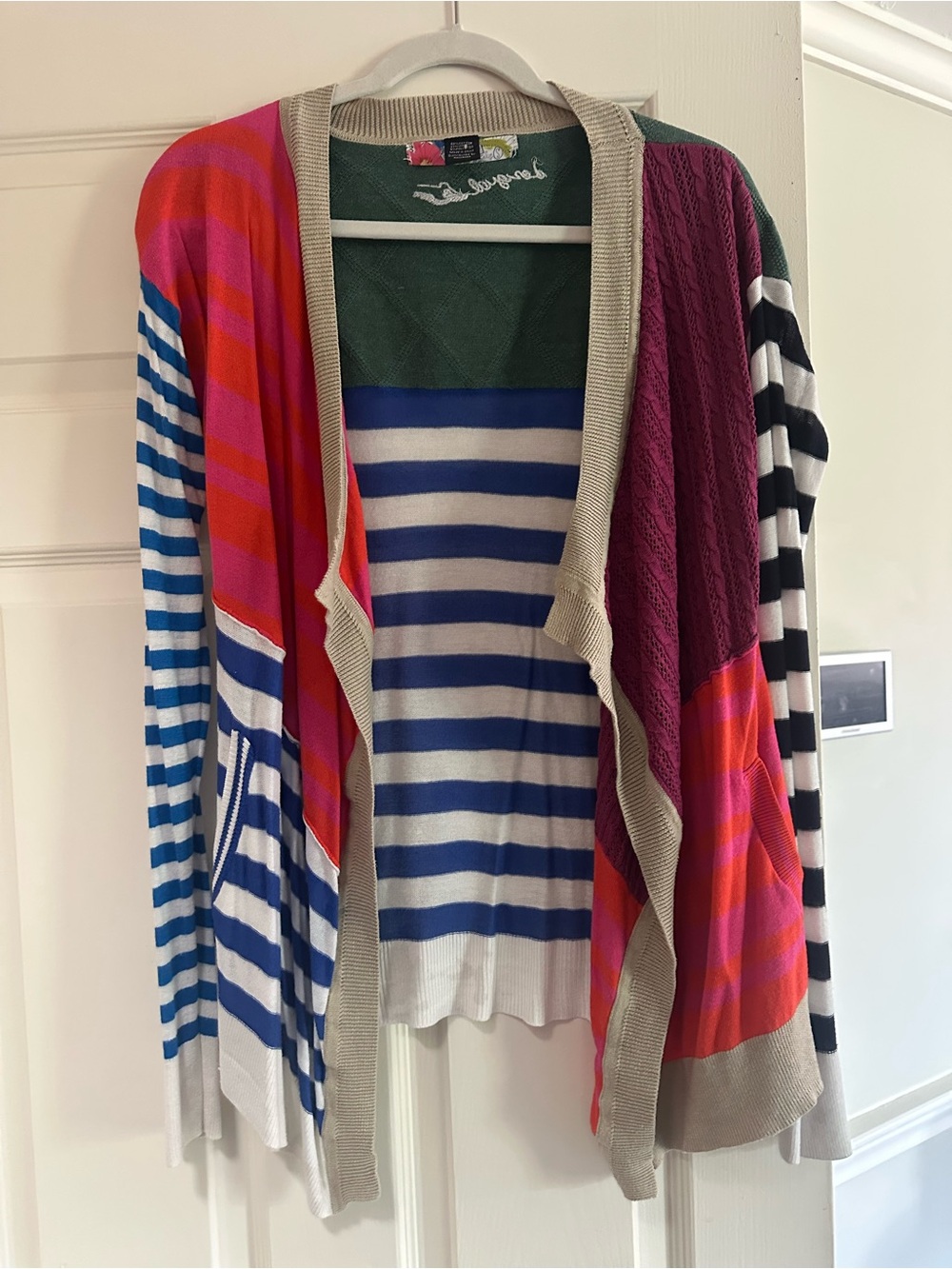 Desigual Striped Multi-Color Open Front Women’s Cardigan Sweater size S
